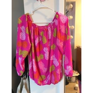 Pink Pineapple Long Sleeve Blouse